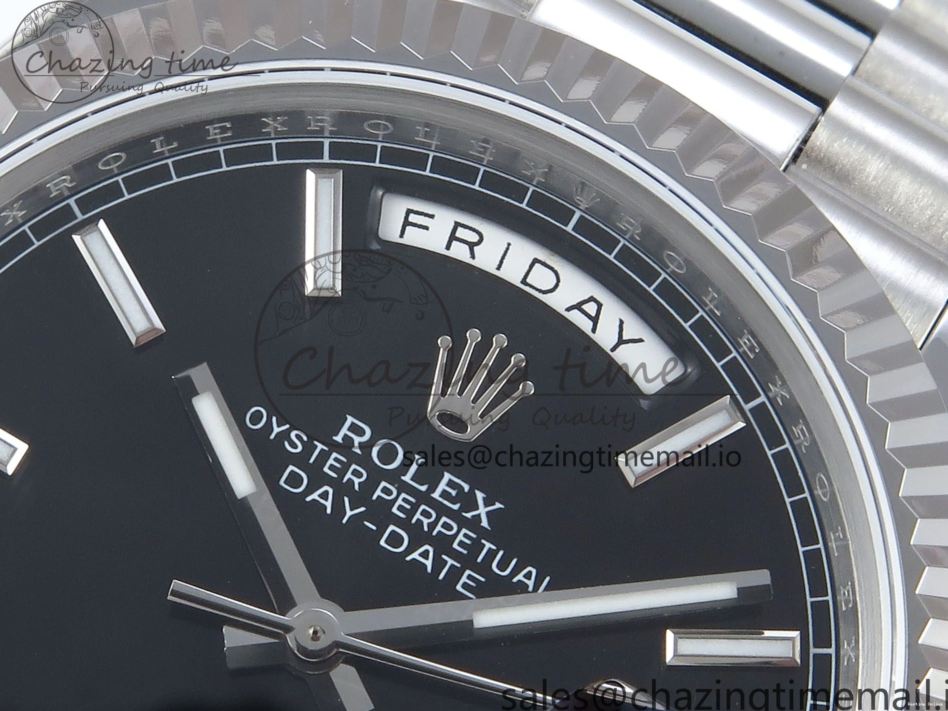0126 Day Date 128239 36mm SS KF 1:1 Best Edition Black Dial Stick Marker On President Bracelet A2836 (Gain Weight) ZipUp 640